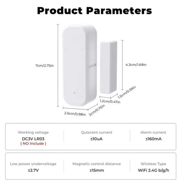 Wireless Door Alarm Sensor, Windows Open Alarms WiFi/Zigbee