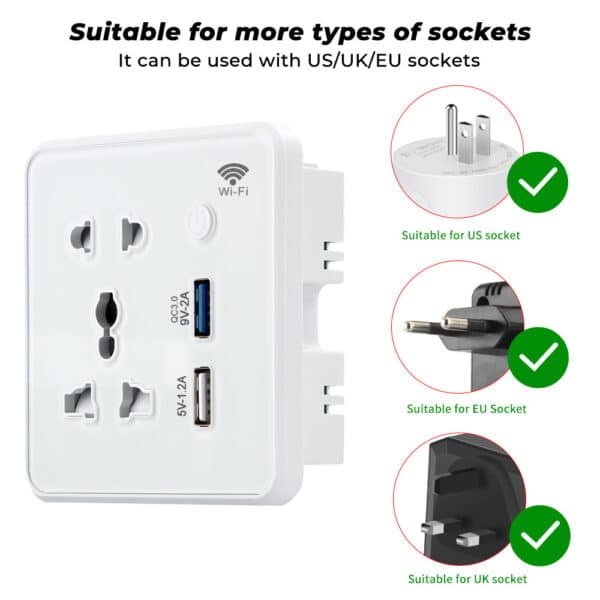 Smart Wall Outlet Sockets Universal WiFi/Zigbee