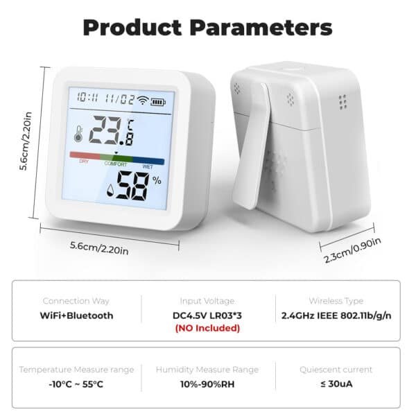 Temperature and Humidity Sensor, Wireless Smart Humidity Temperature Monitor With App